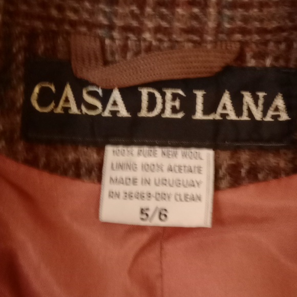 CASA DE LANA BROWN WOOL TWEED BLAZER, SIZE 5/6 - Picture 6 of 12
